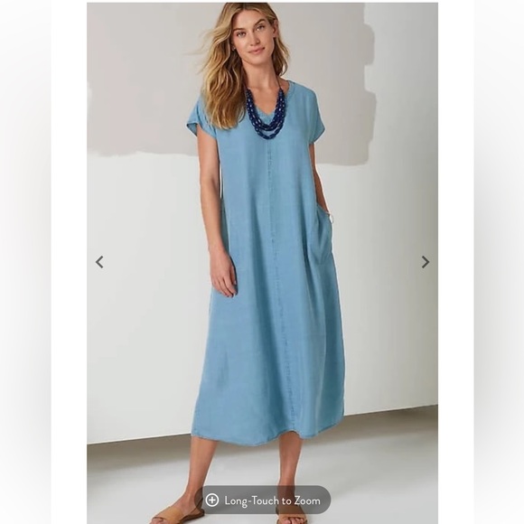 J. Jill Dresses Nwt Jjill Indigo Striped Aline Midi Dress Size Mp